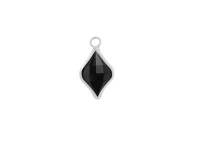 facettierter Glasanhänger 9x14mm silber schwarz