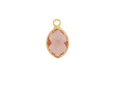 facettierter Glasanhänger Leaf 9x12mm gold pfirsich