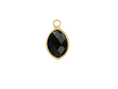 facettierter Glasanhänger Leaf 9x12mm gold schwarz