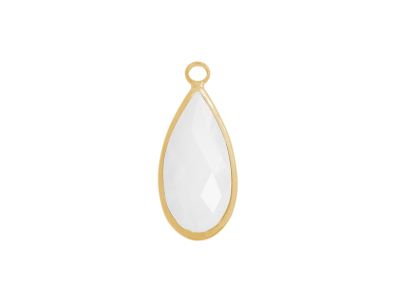 facettierter Glasanhänger Tropfen 10x12mm gold opalweiss