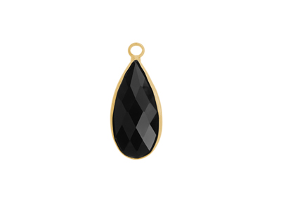 facettierter Glasanhänger Tropfen 10x12mm gold schwarz