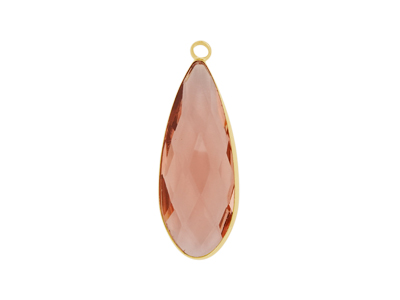 facettierter Glasanhänger Tropfen 12x30mm gold pfirsich