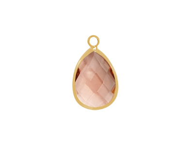 facettierter Glasanhänger Tropfen 13x18mm gold pfirsich