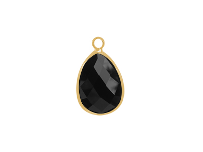 facettierter Glasanhänger Tropfen 13x18mm gold schwarz