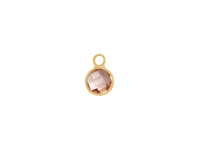 facettierter Glasanhänger circle 6mm gold pfirsich