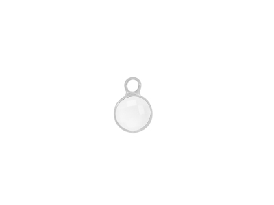 facettierter Glasanhänger circle 6mm silber opalweiss