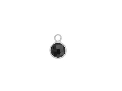 facettierter Glasanhänger circle 6mm silber schwarz