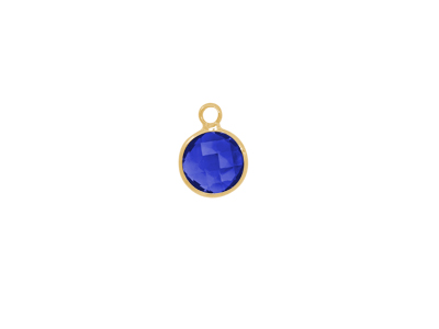 facettierter Glasanhänger circle 8mm gold dunkelblau