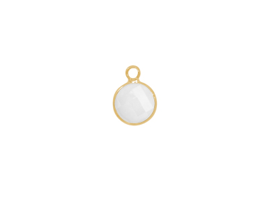 facettierter Glasanhänger circle 8mm gold opalweiss