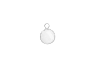 facettierter Glasanhänger circle 8mm silber opalweiss