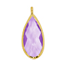 Glasanhänger mit Metallfassung, Tropfen 11x20mm, gold, Amethyst