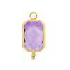 Connector mit 2 Ösen, Rechteck 11x15mm, gold, Amethyst