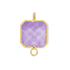 Connector mit 2 Ösen, Quadrat 13x13mm, gold, Amethyst