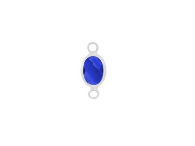 facettierter Glasanhänger oval 2 Ringe circle silber dunkelb