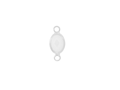 facettierter Glasanhänger oval 2 Ringe circle silber opalwei