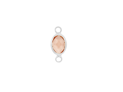 facettierter Glasanhänger oval 2 Ringe circle silber pfirsic