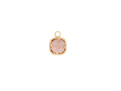 facettierter Glasanhänger square 8x8mm gold pfirsich