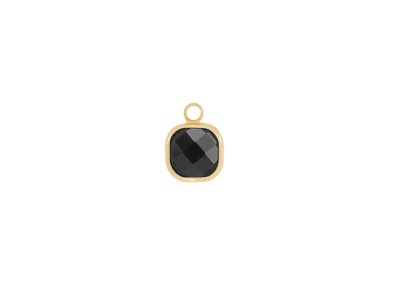 facettierter Glasanhänger square 8x8mm gold schwarz