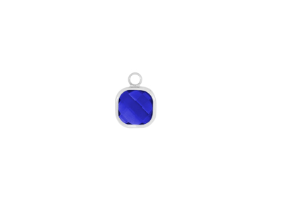 facettierter Glasanhänger square 8x8mm silber dunkelblau