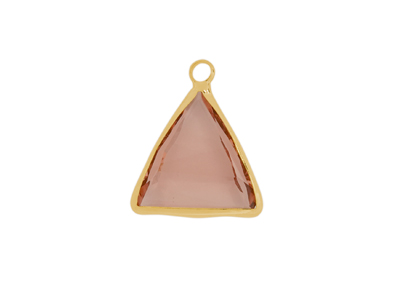 facettierter Glasanhänger triangle 15x15mm gold pfirsich