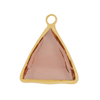 Glasanhänger mit Metallfassung, Triangel ~16x16mm, gold, pfirsich