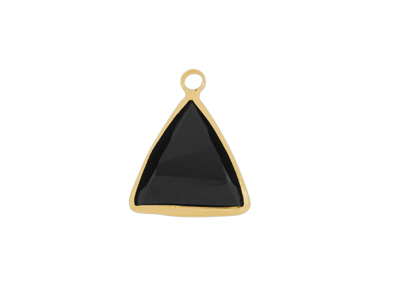 facettierter Glasanhänger triangle 15x15mm gold schwarz