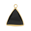 Glasanhänger mit Metallfassung, Triangel ~16x16mm, gold, schwarz