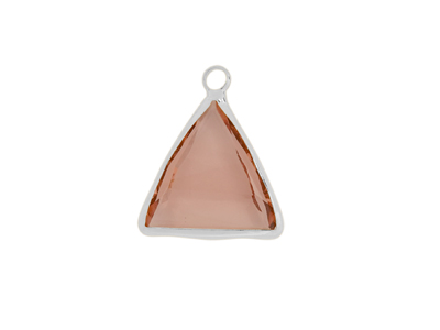 facettierter Glasanhänger triangle 15x15mm silber pfirsich