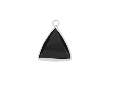 facettierter Glasanhänger triangle 15x15mm silber schwarz
