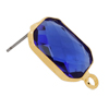 Ohrstecker mit Metallfassung, Rechteck 10x14mm, gold, dunkelblau