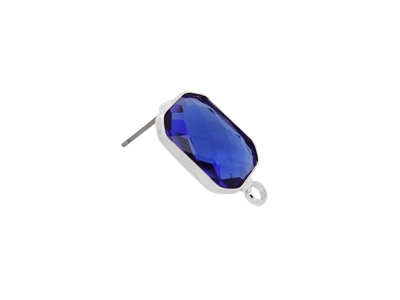 Stud earrings with metal frame Rechteck silber dunkelblau