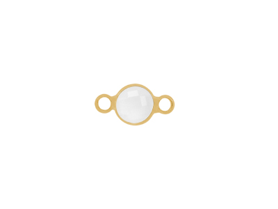 facettierter Glasanhänger circle 6mm gold opalweiss