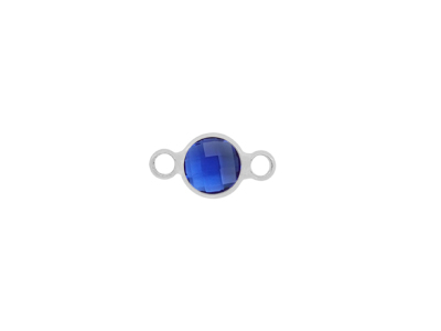 facettierter Glasanhänger circle 6mm silber dunkelblau