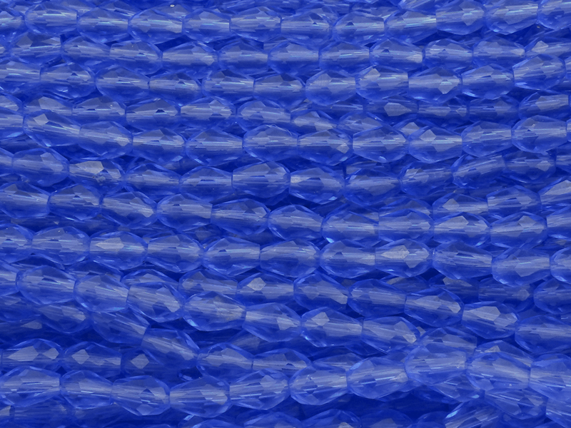 kleine blaue facettierte Glasperlentropfen 3x5mm