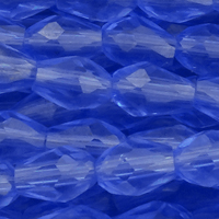 1 Strang (~92 Stk) facettierte Tropfen ~3x5mm, blau transparen
