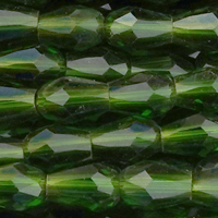1 Strang (~100 Stk) facettierte Tropfen, ~3x4mm, dunkelgrün transparent