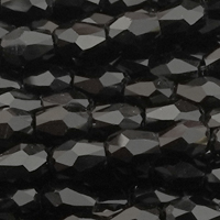 1 Strang (~100 Stk) facettierte Tropfen, ~3x4mm, schwarz