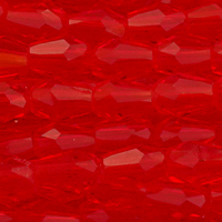 1 Strang (~100 Stk) facettierte Tropfen, ~3x4mm, rot transparent