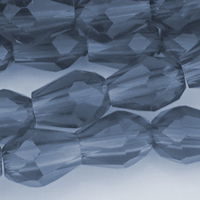 1 Strang (~-92 Stk) facettierte Tropfen ~3x5mm, Montanablau transparent
