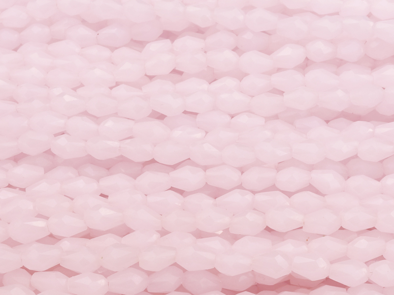 kleine facettierte Glasperlentropfen 3x5mm, Farbe: opal rosa