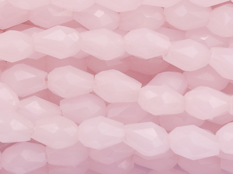kleine facettierte Glasperlentropfen 3x5mm, Farbe: opal rosa