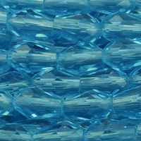 1 Strang (~92 Stk) facettierte Tropfen ~3x5mm, türkisblau transparen
