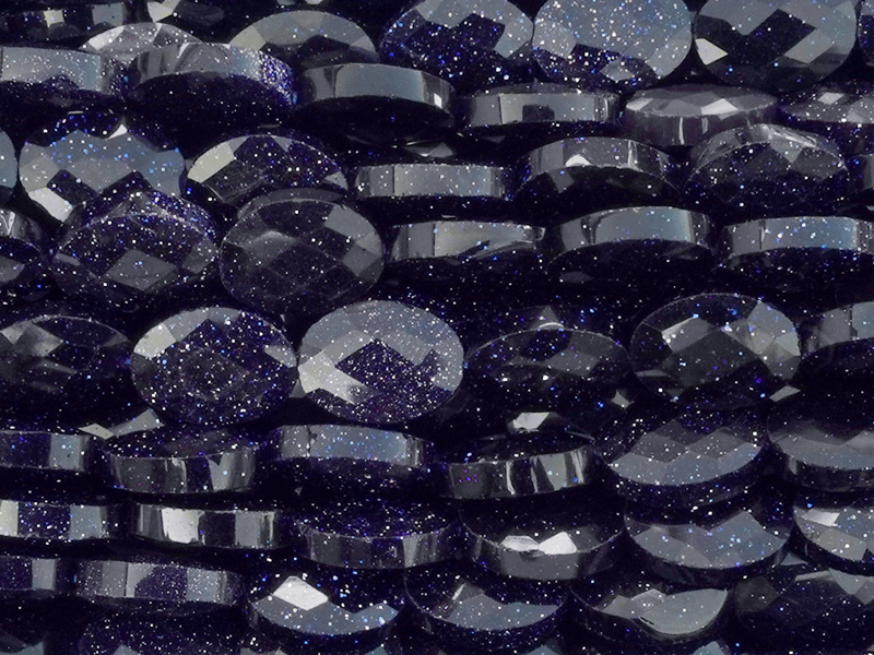 facettierte, geschliffene blaue Goldfluß Perlen 8x6mm - Naha