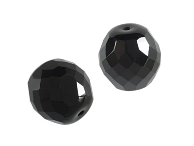 große schwarze facettierte Glasperle 14mm, Bild 1