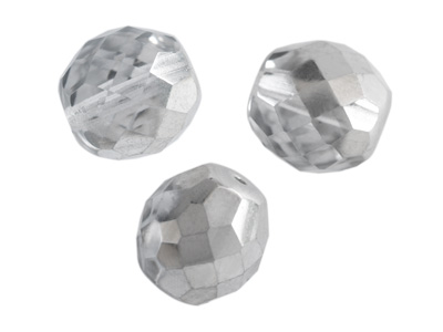 große silberne facettierte Glasperle 12mm, Bild 1