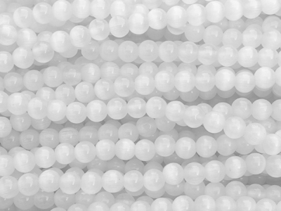 weiße runde Cateye Glasperlen 4mm