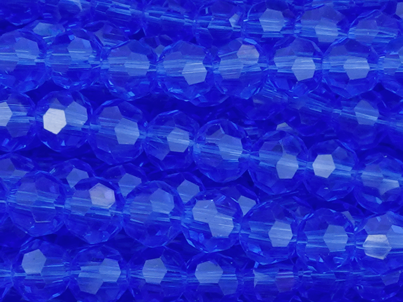 facettierte Glasperlen 4mm, Farbe: blau transparent - Nahauf