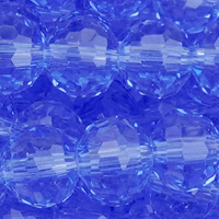 1 Strang (~74 Stk) facettierte Glasperlen ~6mm, Blau transparent
