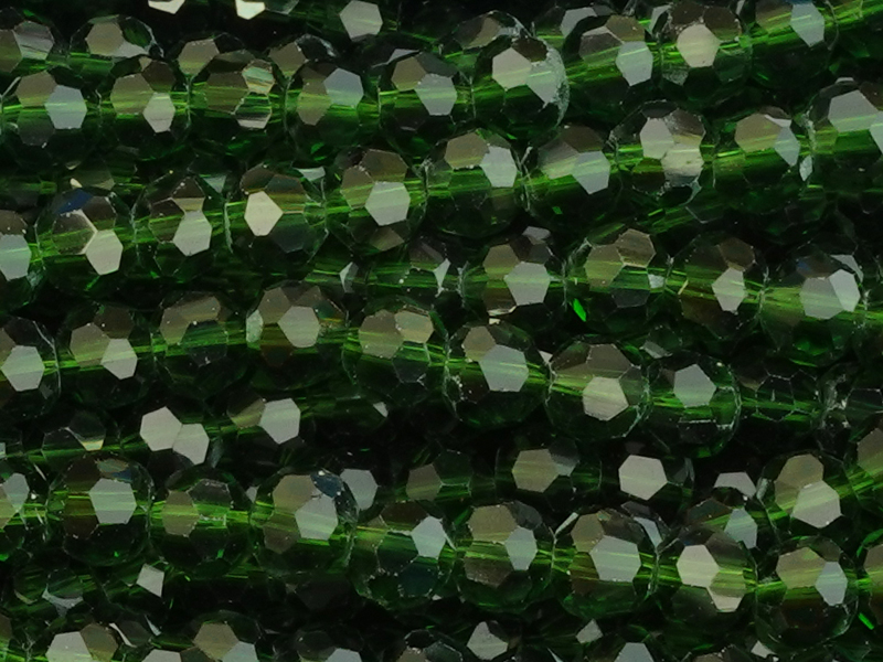 facettierte Glasperlen 4mm, Farbe: dunkelgrün transparent -
