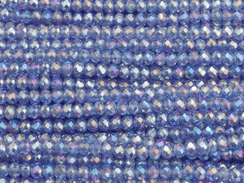 facettierte Glasperlen, Rondellen ca. 3x2mm, Farbe: Blue Aur
